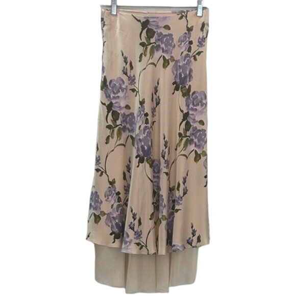 Cami NYC Genoa Silk Midi Skirt XS – Moonflower Watercolor Print NWT - Picture 3 of 14